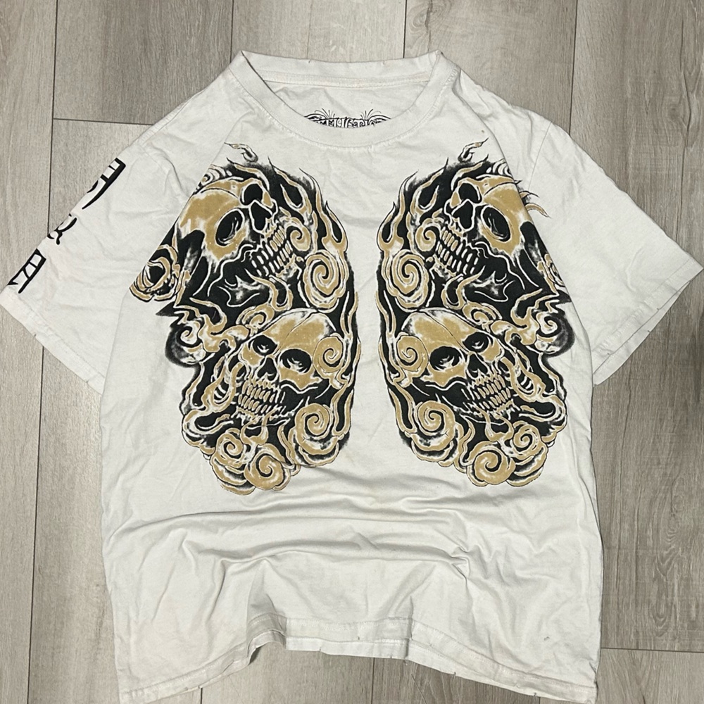 Affliction Paul Jeffries Red Label Signature Series Skull And Wings T Shirt
